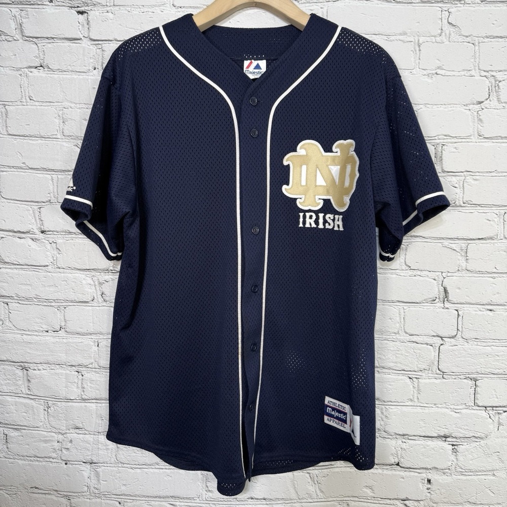 Vintage Notre Dame Fighting Irish Majestic Baseball Jersey‎ L Sewn Made In USA
